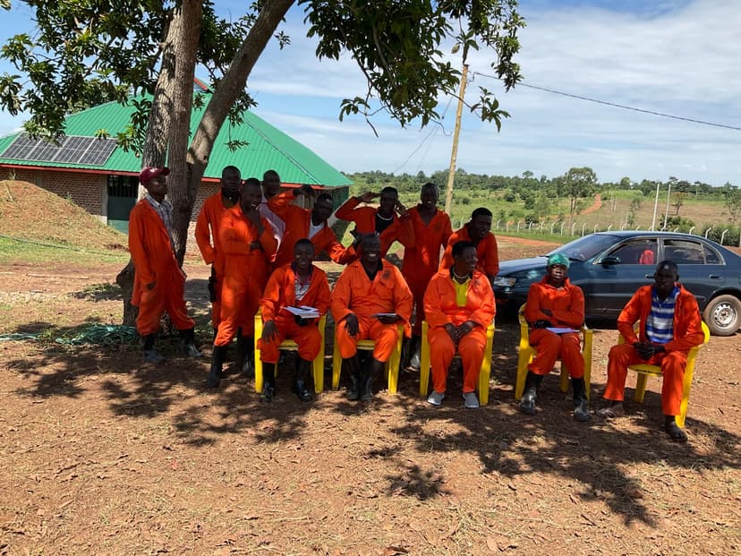 Farm educator teaching students