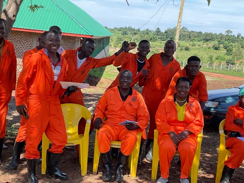 Students learning about farm life